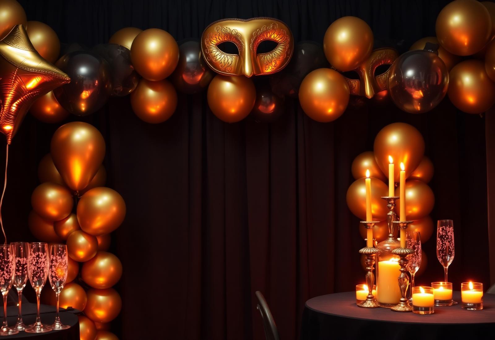 Elegant temafest med guld balloner og levende lys